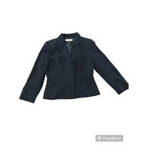 Tahari Arthur Levine Blazer Black Lined two Button Women's Size 10 Pin Stripes